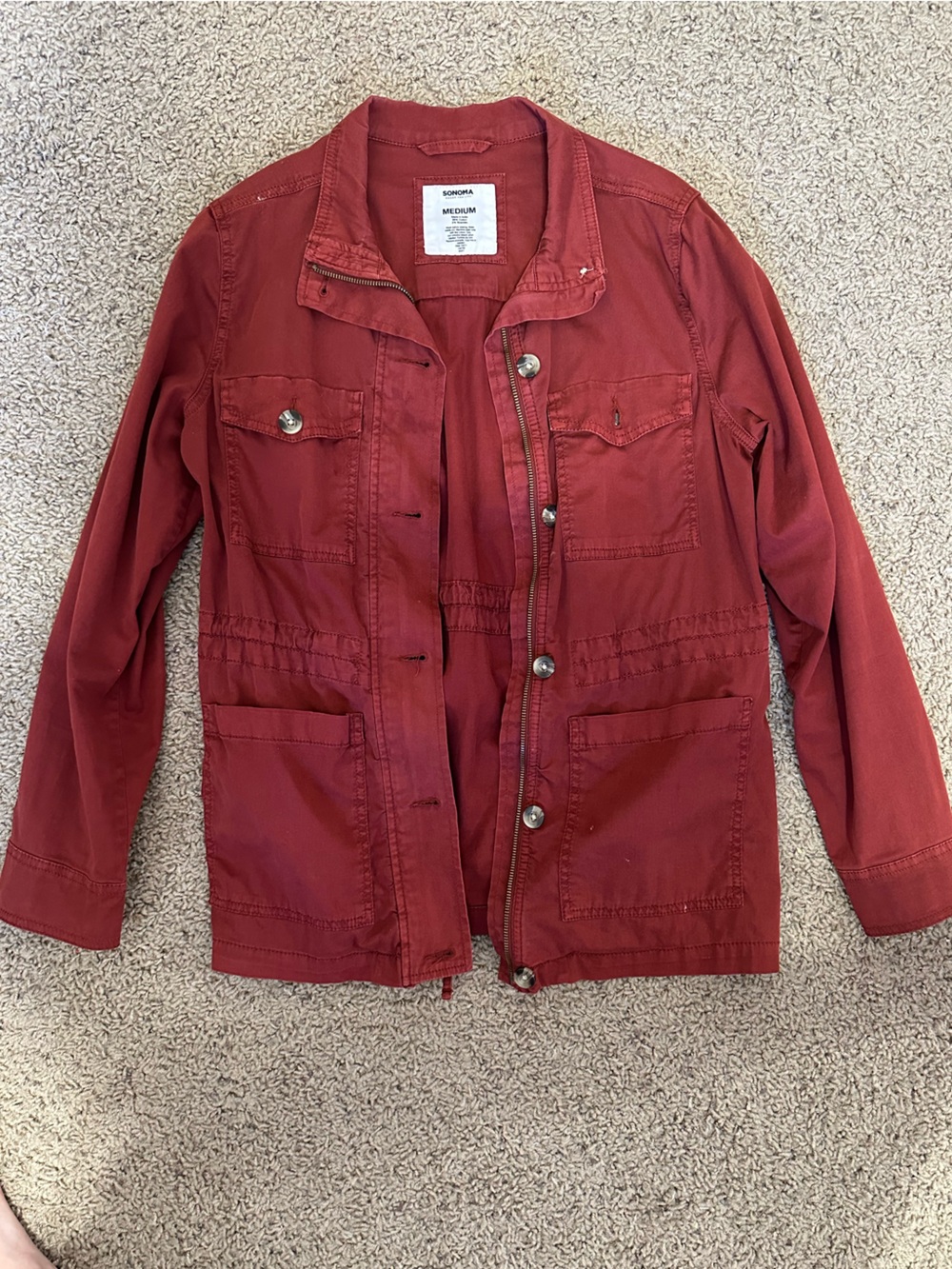 Sonoma Deep Burgundy Button-Front Jacket